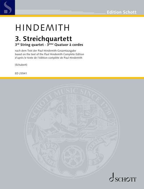 Hindemith - String Quartet No 3 Op 16 Sc/pts