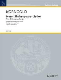 Korngold - 9 Shakespeare Songs Op 29 Op 31 High Voice/piano