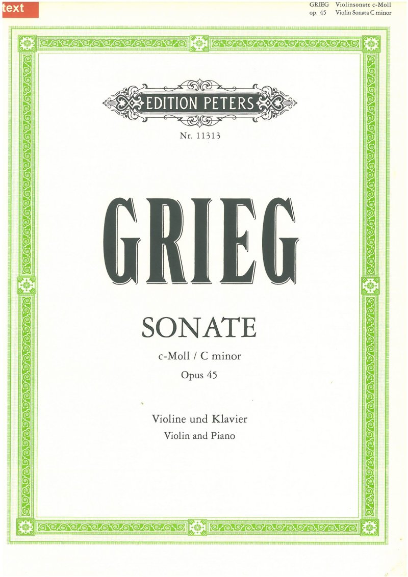 Grieg - Sonata No 3 Op 45 C Minor for Violin/piano