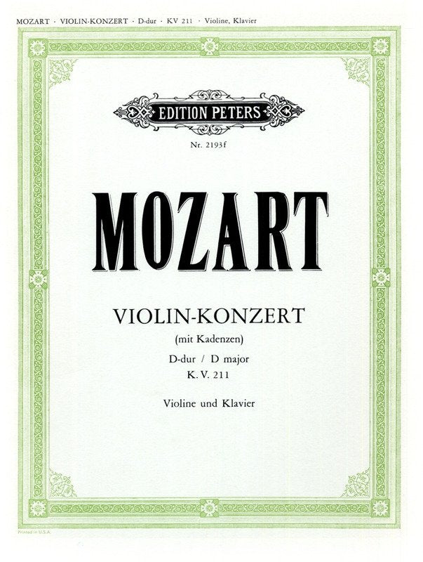 Mozart - Concerto No 2 D K 211 Violin/piano