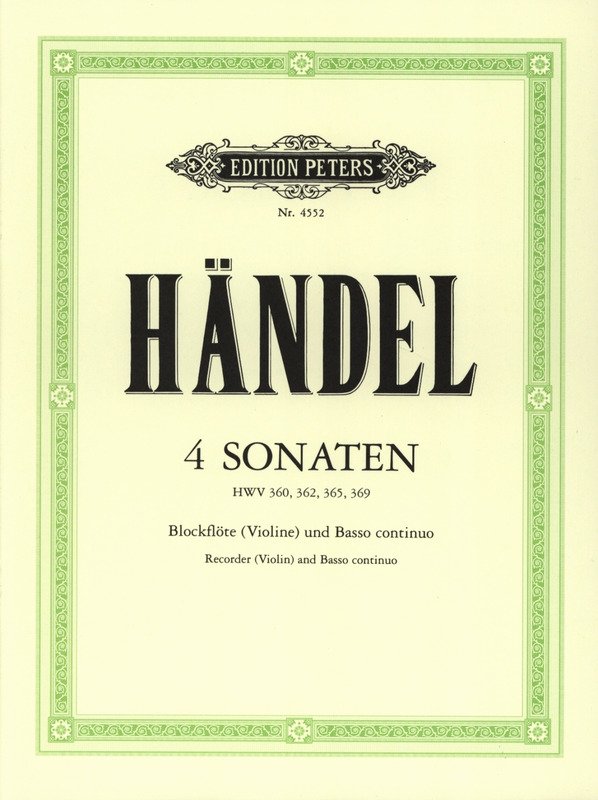 Handel - 4 Sonatas Treble Recorder/piano