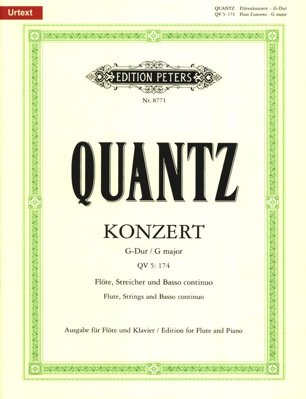 Quantz - Concerto G Qv5/174 Flute/piano Urtext