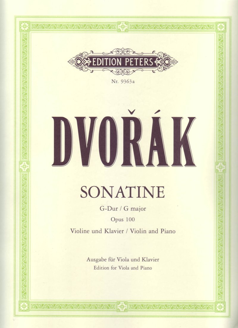 Dvorak - Sonatina G Op 100 Viola/piano Arr Hallman