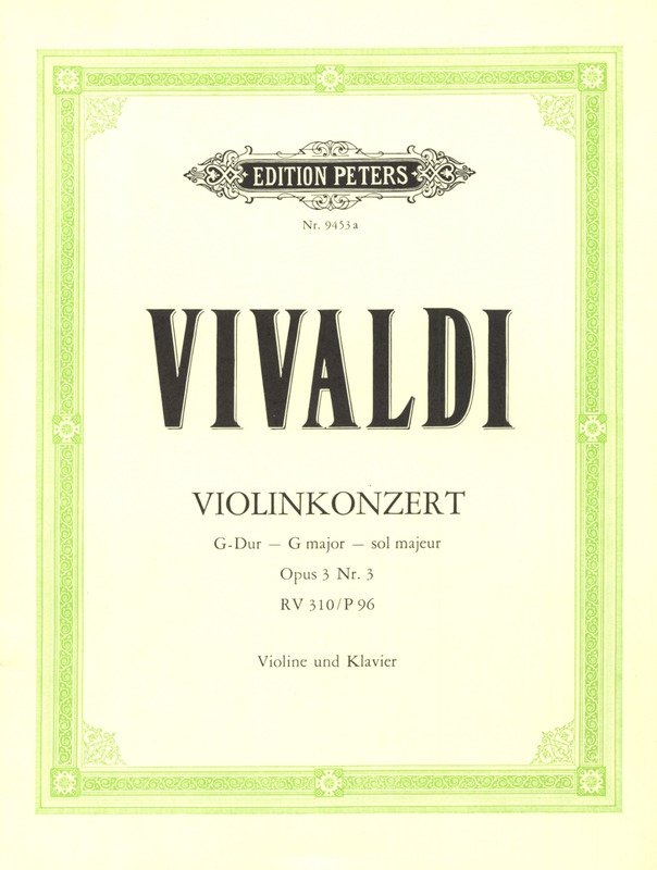 Vivaldi - Concerto Op 3 No 3 G Rv 310 Violin/piano