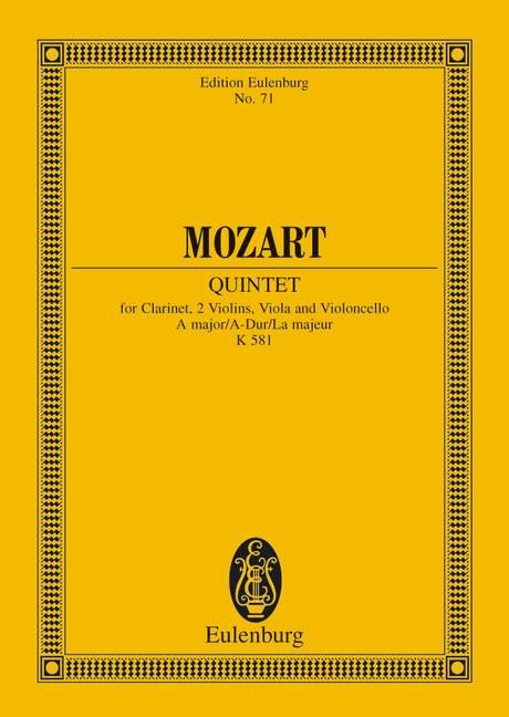 MOZART - CLARINET QUINTET A K 581 STUDY SCORE
