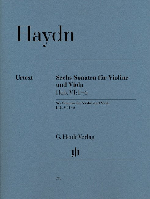 Sonatas 6 Hob 6 No 1 to 6 Vln/vla