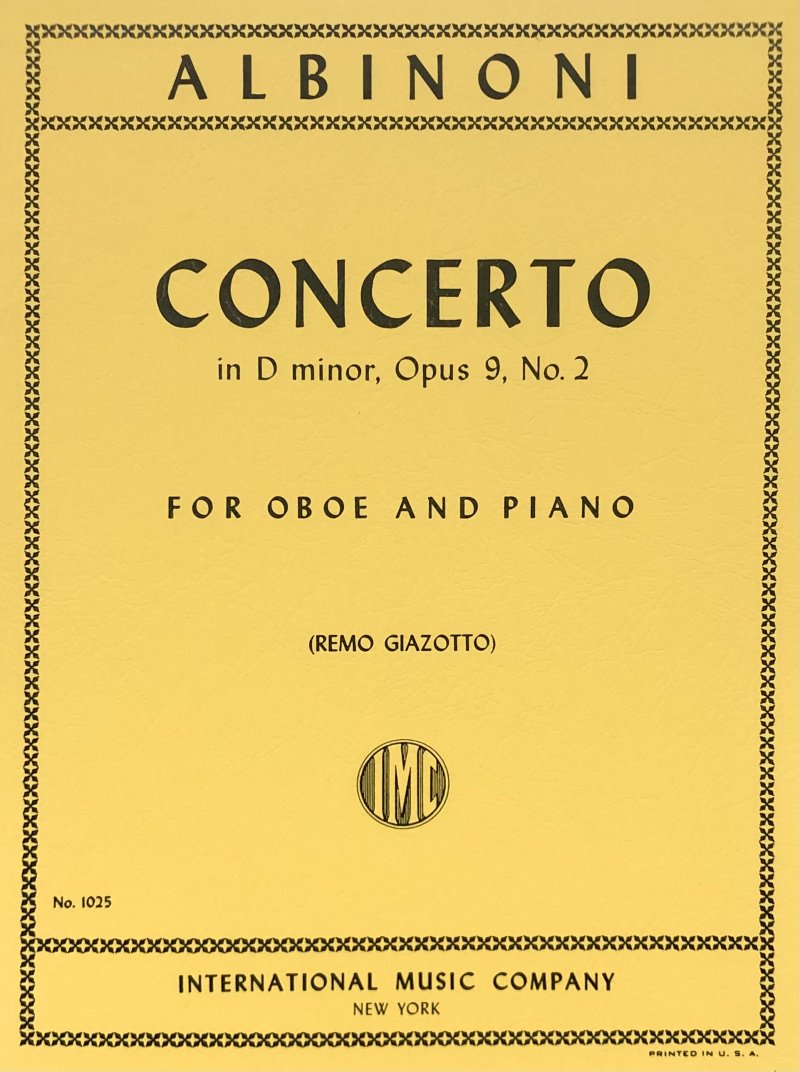 Albinoni - Concerto D Minor Op 9 No 2 Oboe/piano
