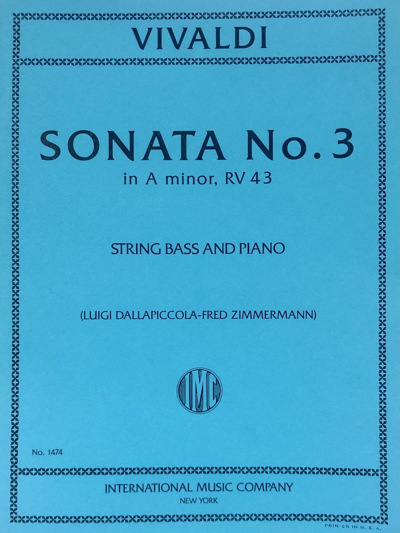 Vivaldi - Sonata No 3 a Min Double Bass/piano Ed Zimmermann