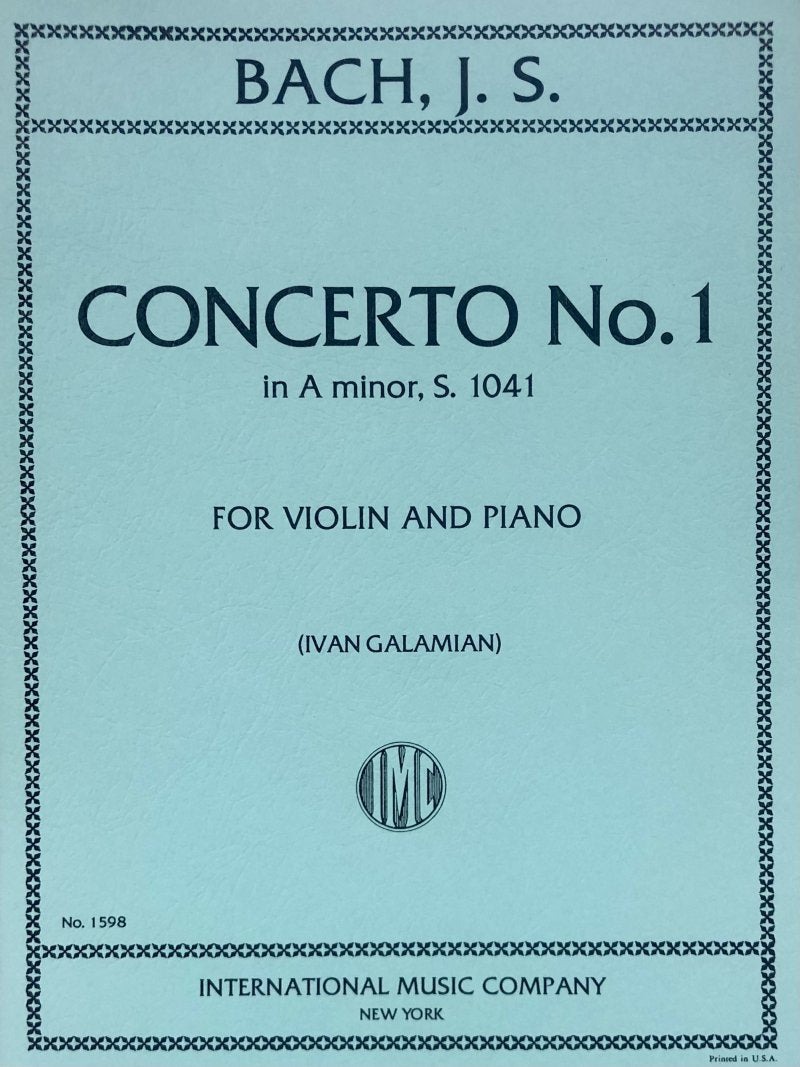 Bach - Concerto Bwv 1041 a Min Violin/piano Ed Galamian