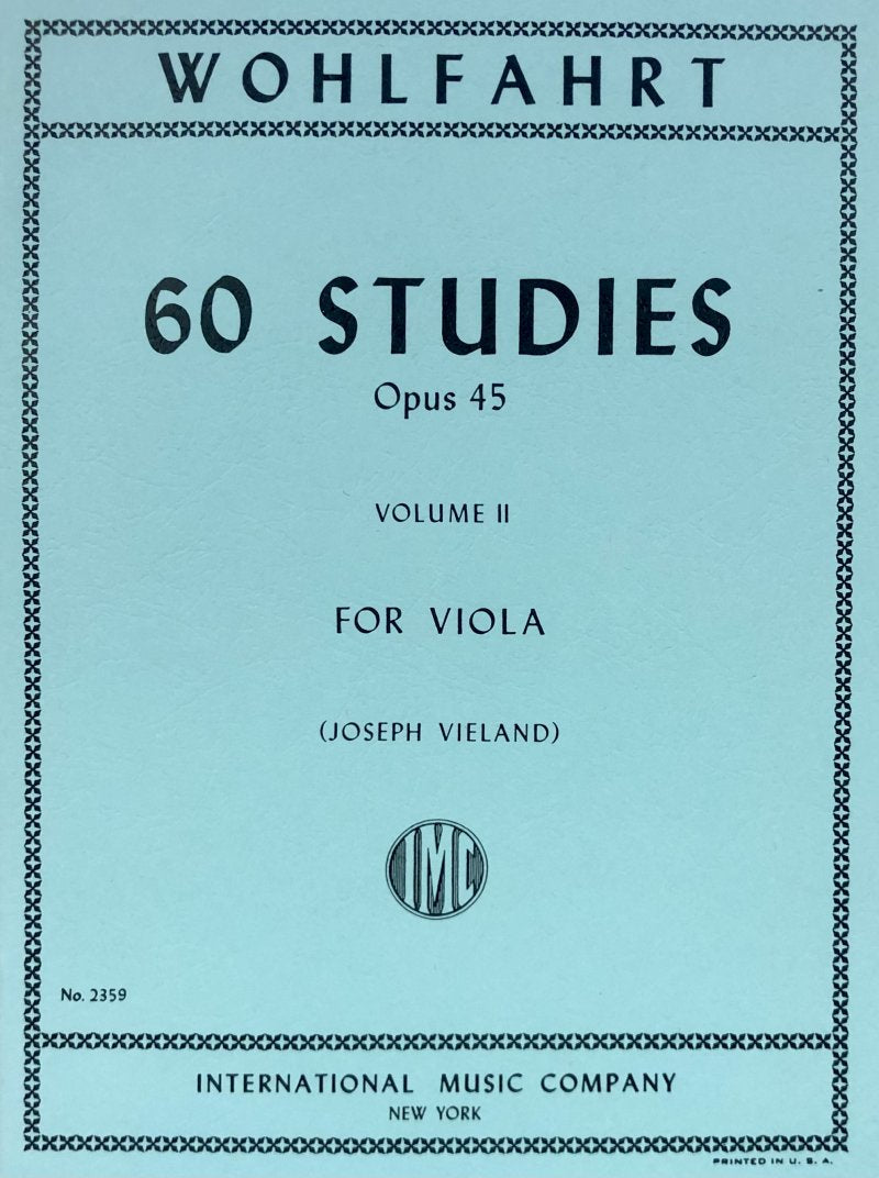 Wohlfahrt - 60 Studies Op 45 Vol 2 Viola Ed Vieland