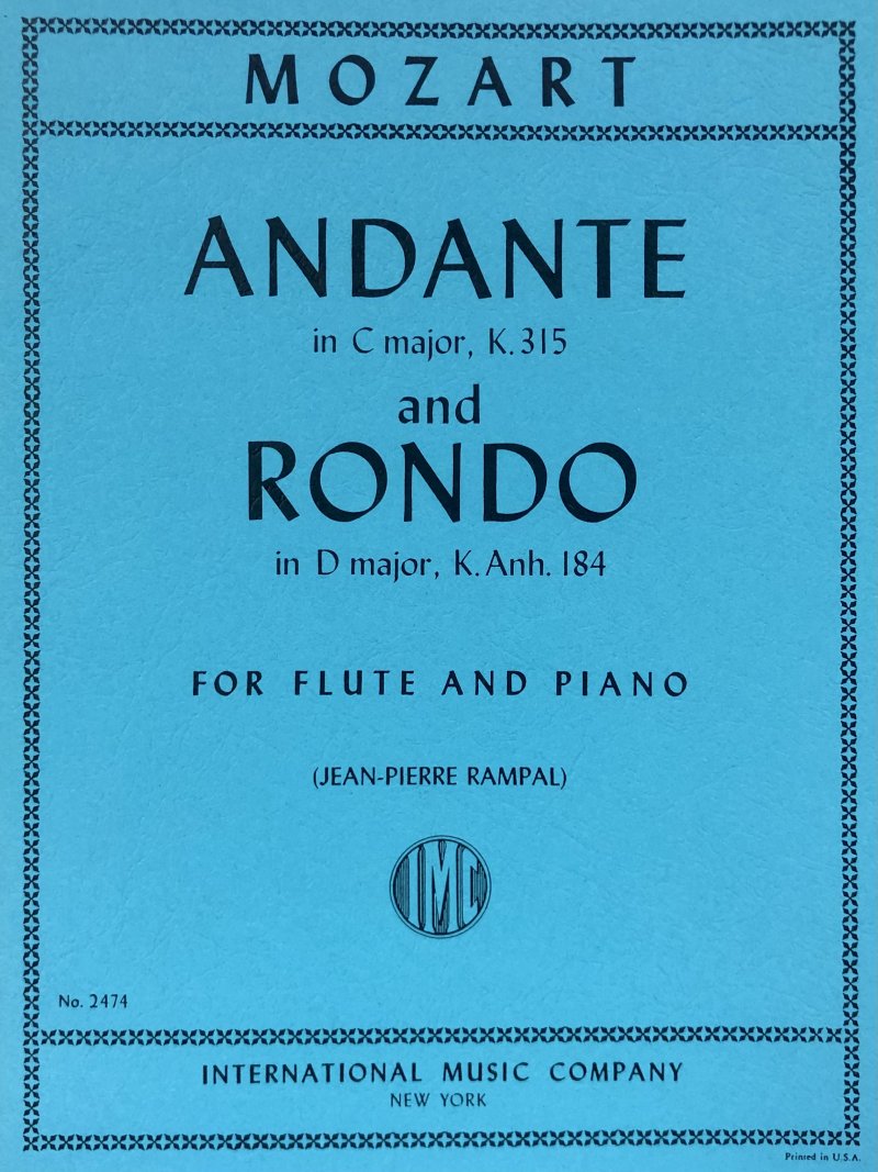 Mozart - Andante K 315 C Rondo K Anh 184 D Flute/piano