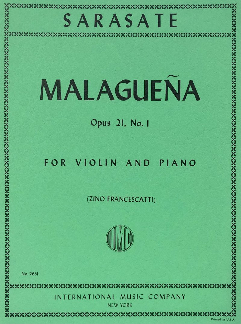 Sarasate - Malaguena Op 21 No 1 Violin/piano Ed Francescatti