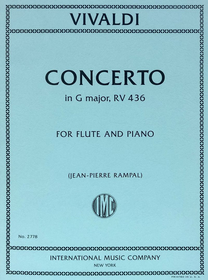 Vivaldi - Concerto in G Rv 436 Flute/piano Ed Rampal