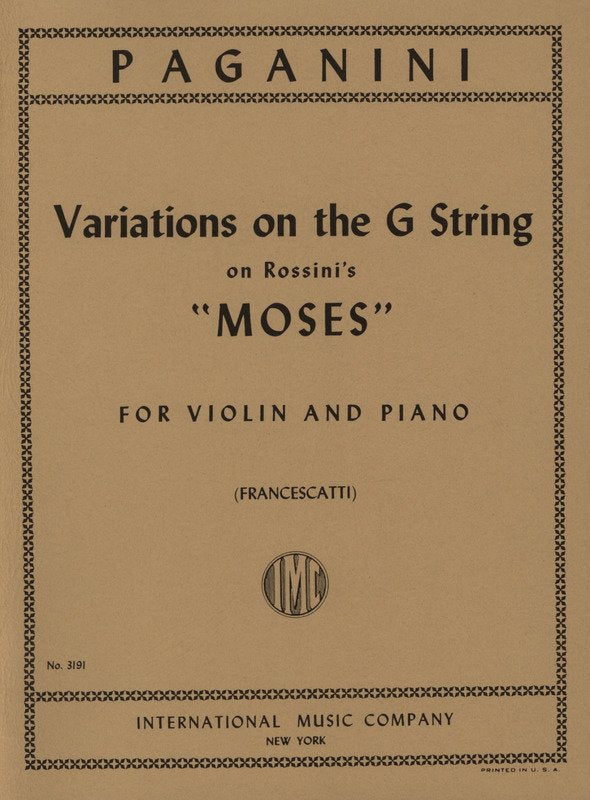 Variations on G String Moses Rossini Vln Pno