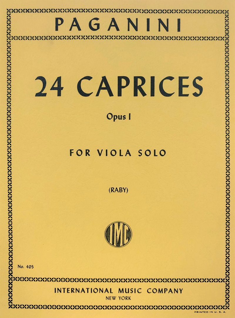 Paganini - 24 Caprices Op 1 for Viola Solo Ed Raby