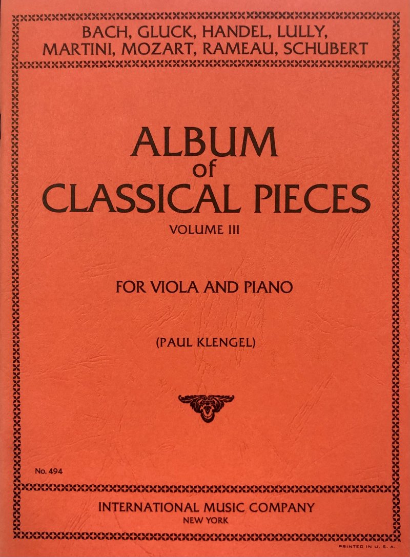 Album of 24 Classical Pieces Vol 3 Viola Arr Klengel