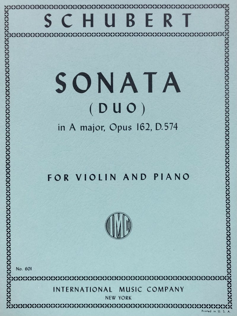 Schubert - Sonata Op 162 D574 a Violin/piano