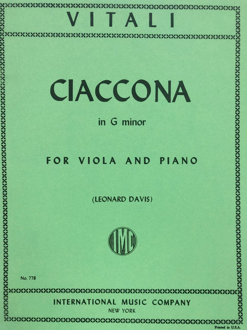 Vitali - Chaconne G Minor Viola/piano