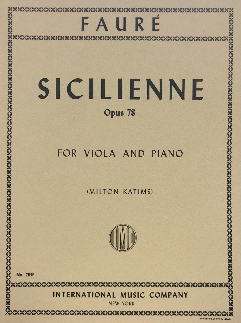 Sicilienne Op 78 Arr Katims Vla/pno