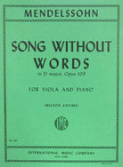 Song Without Words Op 109 D Orig for Cello Viola/piano