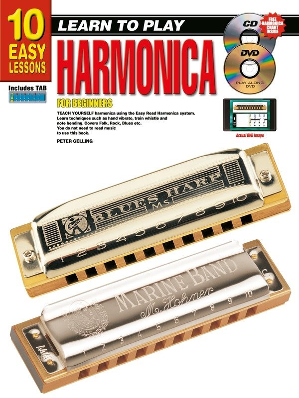 10 Easy Lessons Learn to Play Harmonica Bk/olm