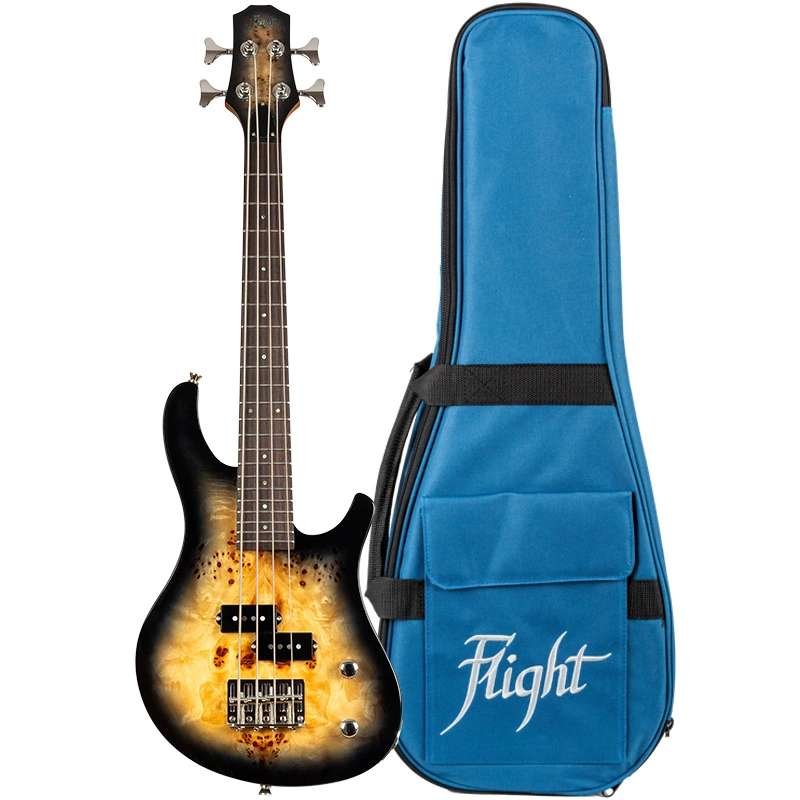Flight Mini Bass Ukulele Solid Body Transparent Brown
