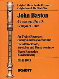 Baston - Concerto No 3 G Major for Treble Recorder and Piano