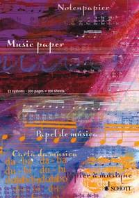 Music Paper 200 Pages (100 Sheets) 12 Staves