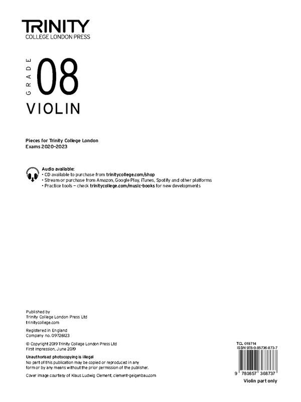 Trinity Violin Exam Pieces 2020-23 Gr 8 Violin Part