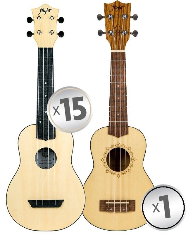 Flight Abs Travel Ukulele Natural Class Set