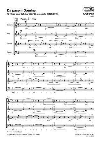 Da Pacem Domine Satb a Cappella (min 10)