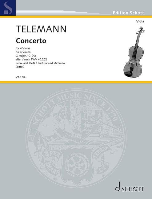 Telemann - Concerto G Major Twv 40:202 for 4 Violas Sc/pts